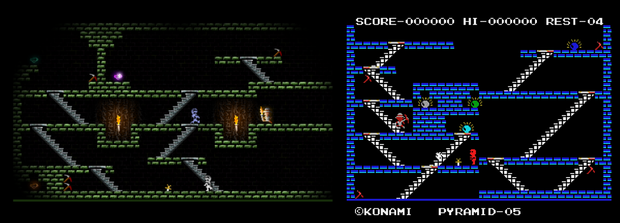 صورة توضح الفرق بين رسومات لعبتي King’s Valley (اليمين) و Call of Khafra (اليسار)